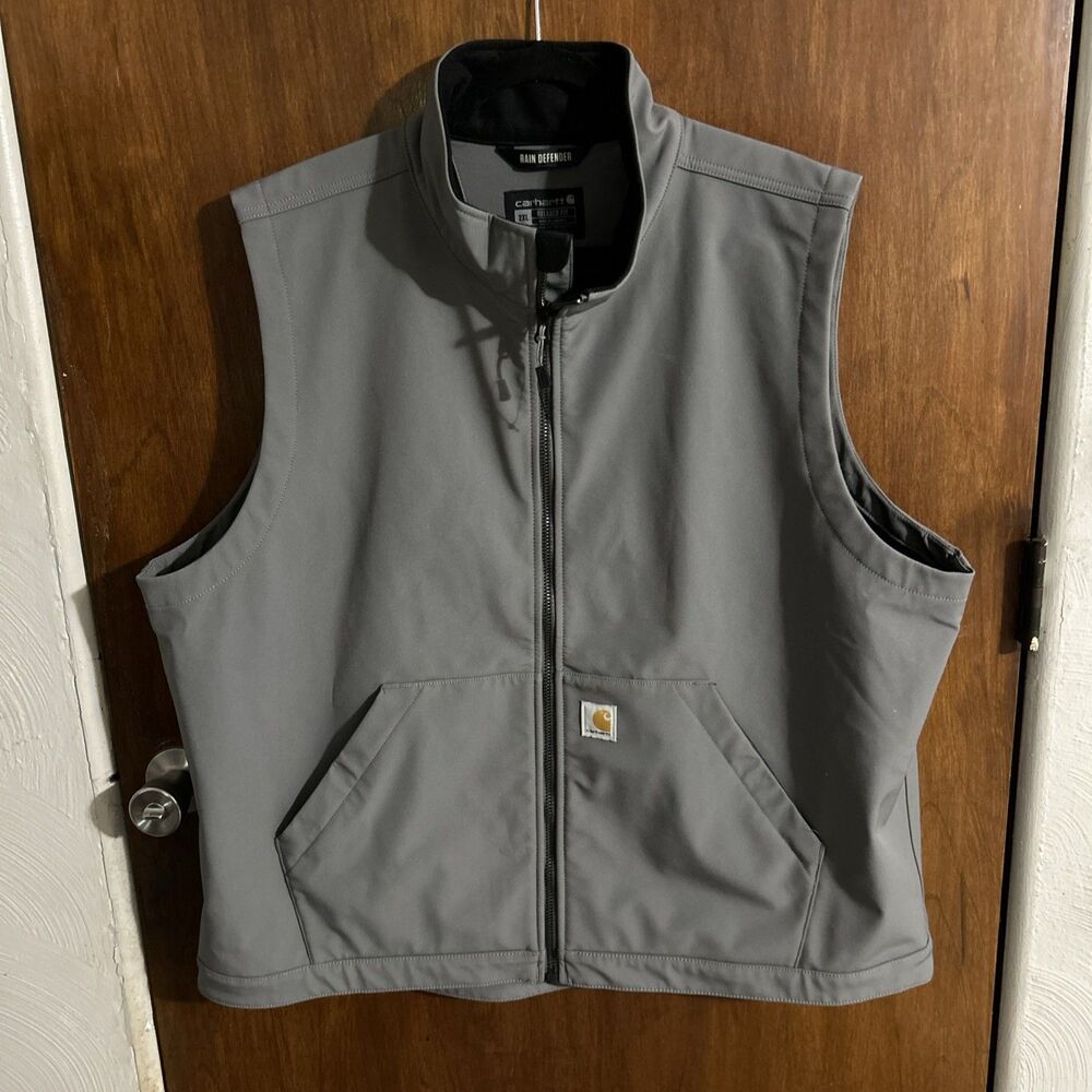 Carhartt Rain Defender Softshell Vest Men's 2XL Gray Relaxed Fit OV6439-M